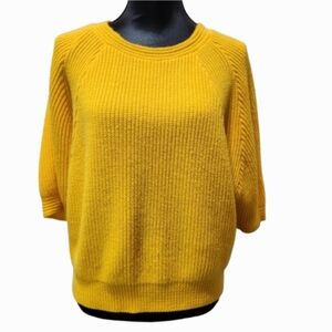VTG 80s Sears JUNIOR BAZAAR Sunshine Yellow Dolman Sleeves Knit Sweater (36)
